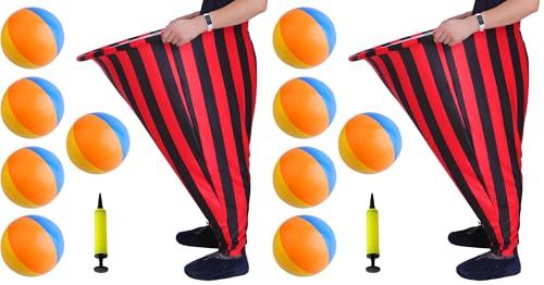 14 Pcs Granny Pants Yard Game, Oversized Granny Pants Outdoor Games with 10 Bouncy Balls and 2 Air Pump, Giant Stretchy Pants, Fun Tossing Games Props for Outdoor Parties, Group Gatherings - color: Black and Red, size: Large (Pack of 2)