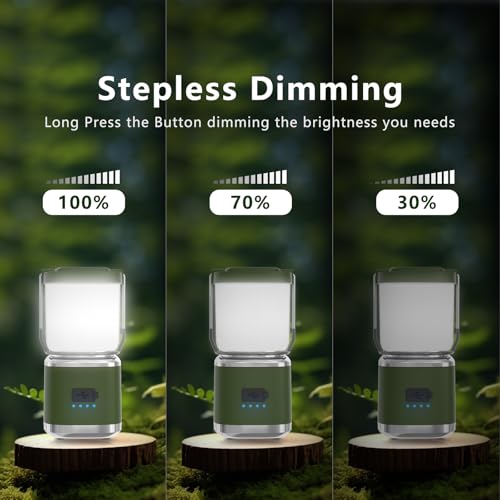 Portable Camping Lantern Rechargeable -4inch, 2000LM LED Camping Lights Lantern with Redlight&20Hours Runtime& Stepless Dimming, Hurricane Emergency Lights for Power Outages, Waterproof Camping Lamp