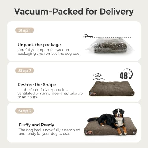 Sytopia 47 Inch Indestructible Dog Beds for XXL Dogs, Chew Proof Waterproof Pet Crate Pad with Machine Washable Removable Cover, Great for Indoor, Outdoor, Crate, Patio Use, Brown - color: Brown, size: Xx-large