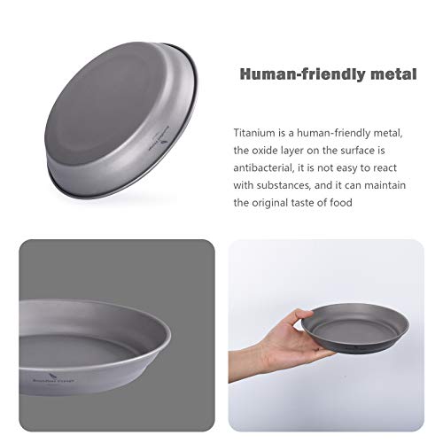 Boundless Voyage Ultralight Titanium Bowl Pan Plate Dish with Carry Bag Outdoor Camping Portable Tableware Cookware (Ti15166B (Plate-S)) - color: Ti15166B (Plate-S)
