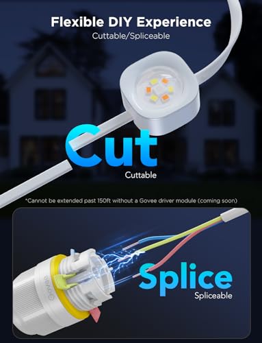 Govee Permanent Outdoor Lights Pro, 200ft with 120 RGBIC LED Lights for Daily and Accent Lighting, 75 Scene Modes for Patio Decor, IP67 Waterproof, Works with Alexa, Google Assistant, Matter, White - color: White, size: 200ft