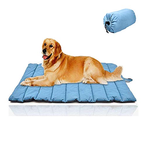 CHEERHUNTING Outdoor Dog Bed, Waterproof, Washable, Large Size, Durable, Water Resistant, Portable and Camping Travel Pet Mat - color: Blue, size: Large