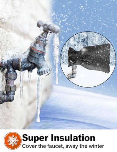Wohohoho Outdoor Faucet Covers for Winter, 4 Packs Pro 10" H x 7" W Black Outside Faucet Cover Freeze Protection, Reusable Waterproof Insulated Spigot Cover, Thickened Garden Faucet Socks Hose Bibs - color: Black