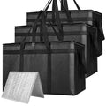 3-Pack XXXL Insulated Bags for Food Delivery with Removable Hard Bottom, Large Capacity & Heavy-Duty Catering Bag, Foldable & Reusable, Grocery Bags for Catering, Shopping, Travel