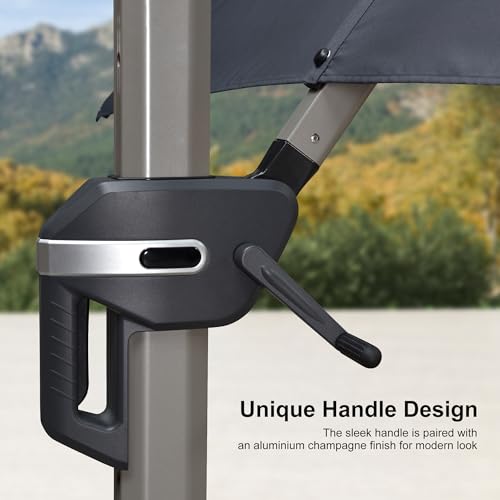 PURPLE LEAF Patio Umbrella with Base Included, 8ft Outdoor Aluminum Cantilever Umbrella with 360° Rotation, Champagne Offset Umbrella for Outdoor Garden Pool, Grey - color: Gray, size: 8' x 8'