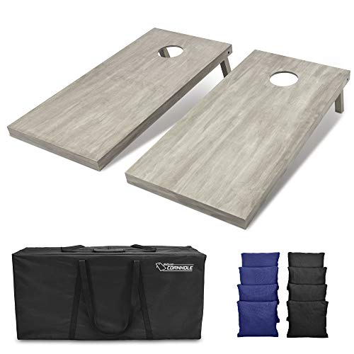 GoSports 4 ft x 2 ft Regulation Size Wooden Cornhole Boards Set - Includes Carrying Case and Bean Bags (Choose Your Colors) Over 100 Color Combinations - color: Black & Navy Blue