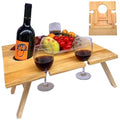 Picnic Table Portable Picnic Table Wooden 13x12x6 Folding with Wine Glass Holder Slot & Wine Bottle Holder Hole for Outdoor Lawn Garden Park