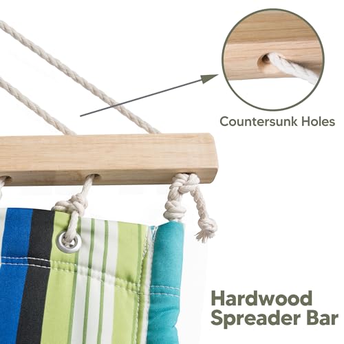 SUNCREAT 2 Person Hammocks for Trees, Lightweight Hammock for Outdoor, Patio, Garden, Backyard, Green Stripes - color: Green Stripes