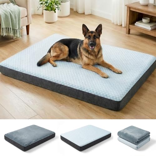 Dog Bed for Crate, Extra Large Cooling Mat for Dogs, Waterproof Dog Bed with Dual Surface Removable Washable Covers, 42 x 30 Inch Pet Bed with Egg Crate Foam - size: 42"L x 30"W x 3"Th