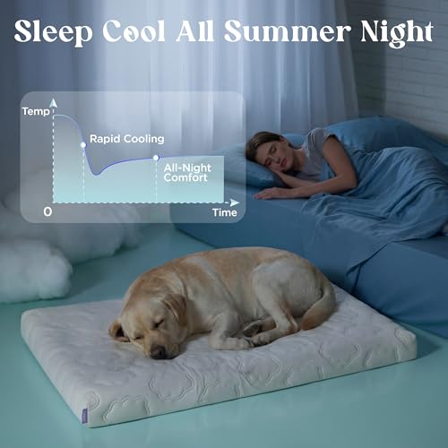 LE SURE Cooling Dog Bed, XL Q-Max>0.5 Cooling Mat with Removable Washable Cover, Breathable Orthopedic Egg Crate Foam Non-Slip Summer Pad for Extra Large Active/Senior/Long-Haired Pets, 41x27 Inch - color: Cooling Gray, size: 41x27x3.3