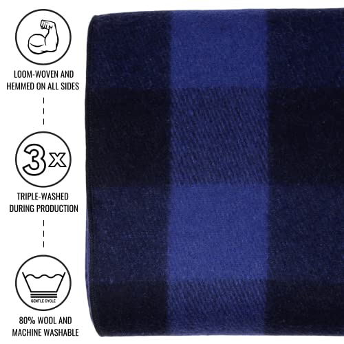 Arcturus Military Wool Blanket - Warm, Thick, Washable - Great for Outdoors, Camping, Stadium Blanket, Picnics, Travel - Car & Bushcraft Survival Kits - color: Blue Buffalo