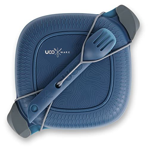 UCO Recycled ECO 5-Piece Camping Mess Kit with Bowl, Plate, Switch Spork Utensil Set - color: Ocean Blue