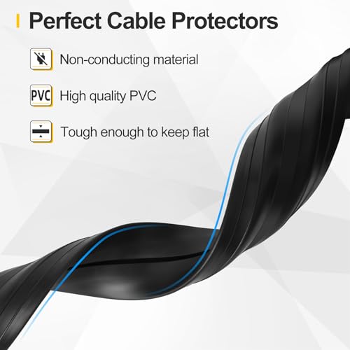 Floor Cable Cover 10Ft Heavy Duty PVC Floor Cable Protector Electric Cord Hider Cable Management Floor Strip Extension Cord Covers Cable Raceway for Wires on Floor Inner Channel 1.36" W 0.43" H -Black - color: Black, size: 10Ft