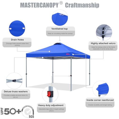 MASTERCANOPY Durable Pop-up Canopy Tent with Roller Bag (10x10, Blue) - color: Blue, size: 10x10