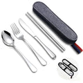 Reusable Travel Utensils Set with Case, Premium Stainless Steel Flatware, Portable Silverware for Lunch, Camping, Picnic, Travel Fork and Spoon Set, To Go Utensils, Dishwasher Safe (Silver) - color: Silver