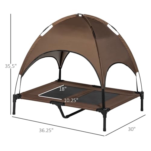 Pet Products Original Pet Cot Tent, Portable Dog House, Dog Shade & Weather Shelter, Elevated Cot Dog Bed, Brown, Large 36.25 X 30 X 35.5 Inches