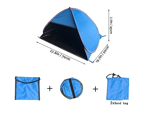 Small Pop-up Head Tent Portable Beach Shade with Two Sand Bags, Mini Beach Tent Pet Shade for Dogs/Cats
