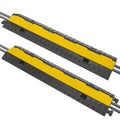 Pyle 2-Pack Heavy Duty Cable Ramp, Protective Cover with 2-Channel Design, 2000 lbs Load Capacity, Flip-Open Top, Non-Slip Surface, High Visibility Yellow, Suitable for Indoor and Outdoor Use