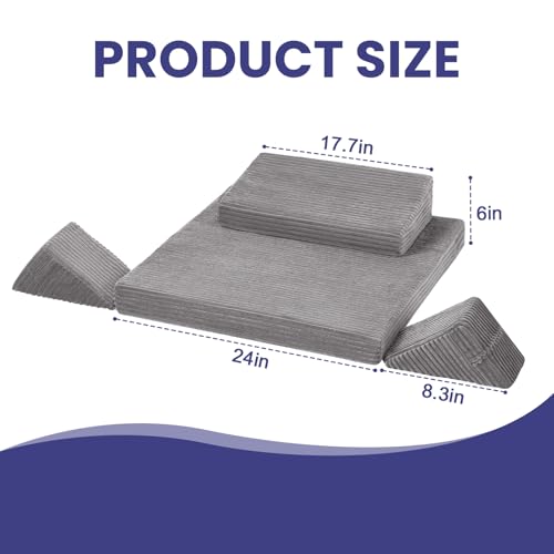 Meditation Cushion Set, Meditation Pillow for Sitting on Floor, Large Yoga Pillow with Knee Support, Washable Zafu Meditation Mat, 3 Shapes Floor Pillow for Adults, Light Grey - color: Light Dark