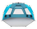 Easthills Outdoors Instant Shader Enhanced Deluxe XL Beach Tent Easy Set Up 4-6 Person Popup Sun Shelter 99" Wide for Family UPF 50+ Double Silver Coating with Extended Zippered Floor Pacific Blue - color: Instant Shader Enhanced -Pacific Blue