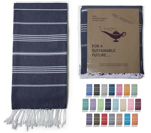 Turkish Beach Towel 100% Organic Cotton Extra Large Oversized (39 x 71 Inches) Quick Dry Sand Free Light Weight Prewashed for Bath Beach Gym Yoga Travel Towel Blanket (Midnight Blue) - color: Midnight Blue