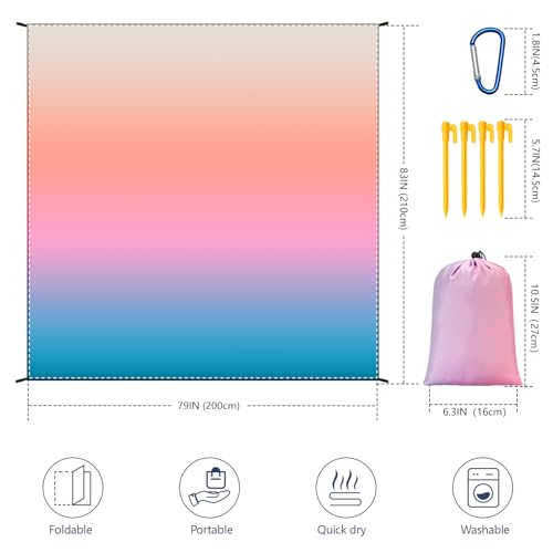 AISPARKY Beach Blanket Waterproof Sandproof Extra Large, Oversized Beach Mat, Quick Drying&Compact&Lightweight, Picnic Blankets Vacation Essentials for Outdoor Beach Camping (79" X 83" (4 Person)) - color: Gradient - Sunset, size: 6'11" x 6'7"
