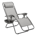 Heavy Duty Zero Gravity Chair with Adjustable Reclining, Large Side Table, Gray 600D Polyester, Powder-Coated Steel Frame, 300 lbs Capacity