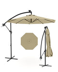 Jojoka 10FT Cantilever Patio Umbrella with Solar LED Lights - Offset Outdoor Umbrella - Easy Lift & Tilt - UV Protection - Fade Resistant - Ideal for Deck, Pool, Garden - color: Beige