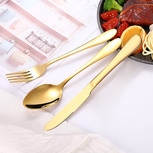 Portable Utensils Set with Case,Reusable Office Flatware Set,Healthy Travel Cutlery Set 3 PCs Stainless Steel Fork, Spoon,Knife Cutlery Ideal for Travel, Lunch Box and Camping (Gold-3PCs) - color: Gold - 3 PCs