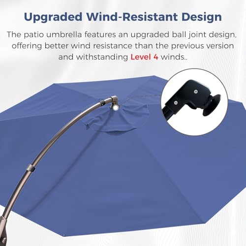 Grand patio 12FT Outdoor Offset Umbrella with Base & Cover Patio Aluminum Round Cantilever Umbrella for Garden Deck Poolside (Navy Blue, 12 FT) - color: Navy Blue, size: 12 FT