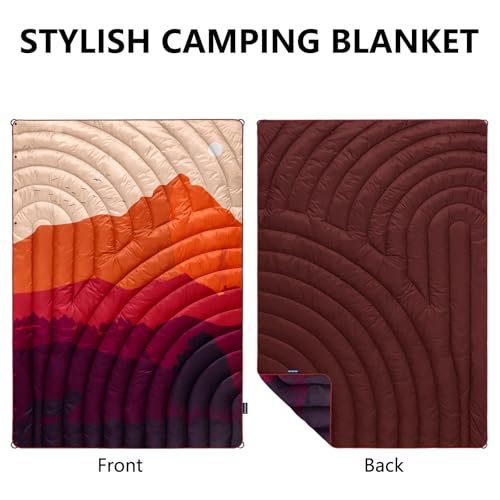 Camping Blanket,Lightweight Puffy Printed Camping Blanket Packable Outdoor Blanket for Camping,Traveling, Stadium, Hiking, Picnics - color: Dusk, size: 39x55"