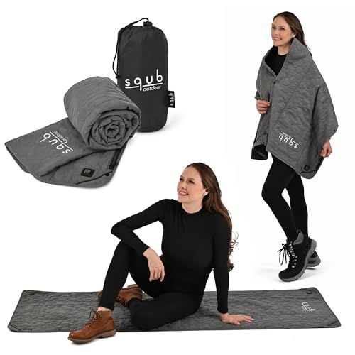 Electric Heated Blanket – Waterproof for Outdoor Camping, Cordless Heating with 3 Heat Levels, Portable Travel Cover w/Storage Bag, Electric Blanket & Battery Heated Blanket (Power Bank Not Included) - color: Gray