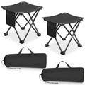 2 Pack Camping Stool 13 Inch Portable Folding Camp Stool with Side Pocket for Camping Fishing Hiking Gardening Outdoor Walking, Foot Stools with Carry Bag, Black