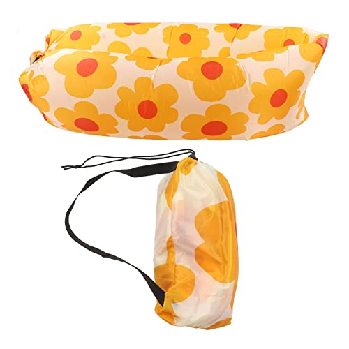 Inflatable Sofa, Tear Resistance Portable Inflatable Lounger Couch Inflatable Chair with Storage Bag, Inflatable Lounger Air Sofa Chair, Blow Up Couch for Camping Beach Travel Kids Camping(Sunflower)