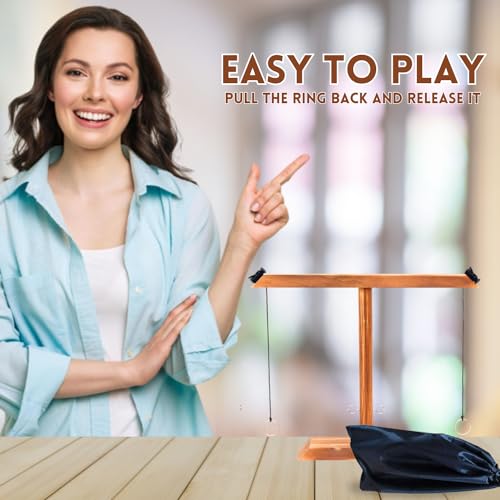 Ring Toss Game for Adults - 2-Player Battle Hook and Ring Game Set - Hooks Ring Toss Game with Shot Ladder - Table Top Ring Swing Hook Games - Ring Game on a String for Indoor & Outdoor