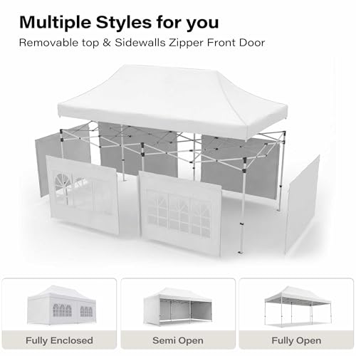 LAUSAINT HOME 10x20 Party Tent, Heavy Duty Waterproof Canopy with Removable Sidewalls & Roll-Up Door, Large White Event Shelter with Steel Frame for Wedding, Backyard, BBQ, Camping, for 15–30 People - size: 10x20