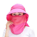 Outdoor UPF 50+ UV Sun Protection Waterproof Breathable Face Neck Flap Cover Folding Sun Hat for Men/Women - color: Rose Red