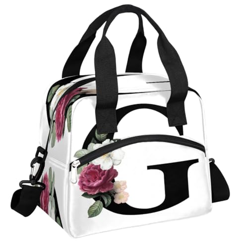 Letter G Insulated Lunch Bag for Women Men Reusable Waterproof Lunch Box Cooler Tote Bag One shoulder portable meal bag Portable Adult Lunchbox for Work Picnic Hiking Beach - color: Letter G