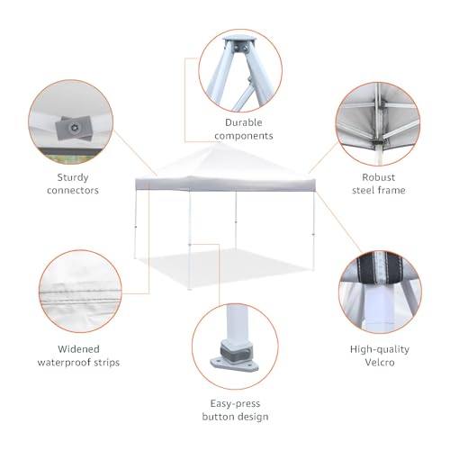 Amazon Basics Outdoor Pop Up 10 x 10 Canopy Tent for Events, Portable with Easy Setup, Sun Shelter, Includes Wheeled Carry Bag, 8 Pegs, 4 Ropes, 4 Weighted Bags, White - color: White, style: Pop Up