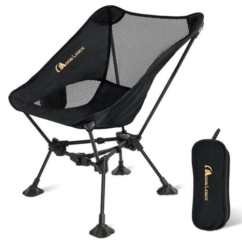 MOON LENCE Portable Camping Chair，Lightweight Backpacking Hiking Chairs,Compact,Foldable,with Anti-Sinking Large Feet for Beach,330 lbs Capacity (Black, Standard) - color: Black-with Feet