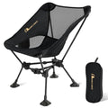 MOON LENCE Portable Camping Chair，Lightweight Backpacking Hiking Chairs,Compact,Foldable,with Anti-Sinking Large Feet for Beach,330 lbs Capacity (Black, Standard) - color: Black-with Feet