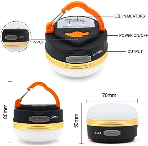Censinda LED Camping Lantern, Rechargeable Portable Tent Light, 300LM,3 Light Modes,1800mAh Power Bank, Magnet Base,Electric Lantern Flashlight for Camping/Hiking/Fishing/Hurricane/Emergency(2 Packs)