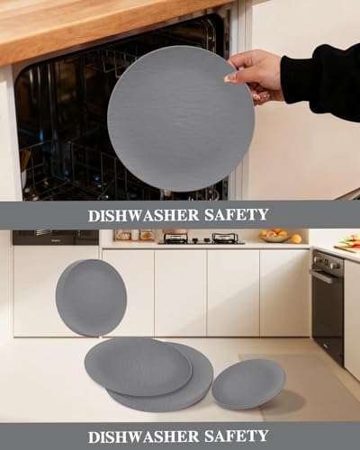 WONDERFUL 32pcs Dark Grey Plastic Plates Reusable Plates Unbreakable and Dishwasher safe Dishes Set Outdoor Plate Includes:16 Dinner 10" & 16 Dessert Plate 7.3" Suitable for Camping Outdoor Party - color: Dark Drey