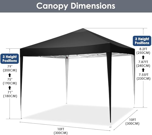 COBIZI Canopy 10x10 Pop Up Canopy Tent Party Tents for Parties Weddings Backyard Waterproof Canopy Outdoor Commercial Canopy Event Tent with Stakes, Ropes, Sandbags, Black - color: BLACK, size: 10x10FT without sidewall