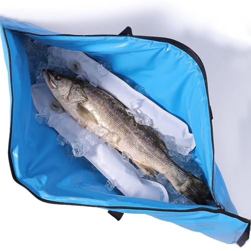 Buffalo Gear Insulated Fish Cooler Bag Portable Fish Kill Bag Keep Ice-cold More Than 48 Hours - color: Blue, size: 40x18in