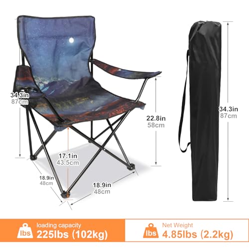 Northroad Camping Chair Portable Camp Chair, Folding Lawn Chair with Cup Holder for Outdoor Camping, Hiking, Travel, Patio, Beach, Picnics - color: Sky Blue