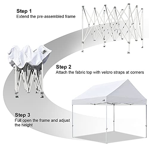 Eurmax USA Patented 10x10 Pop Up Canopy Tent Party Tent Commercial Instant Canopies Shelter with Heavy Duty Roller Bag,Bonus 4 Sand Bags (Snow White) - color: White, size: 10x10 Patented