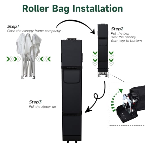 Canopy Portable Folding Bag for 10x10 Pop Up Canopy Tent, Heavy Duty Roller Bag Wheeled Bag, 10x10 FT - size: 10x15