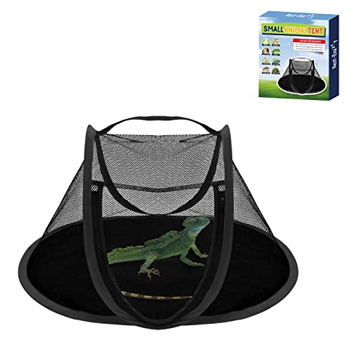 Rest-Eazzzy Small Animal Tent, Portable Cat Tent, Cat Enclosures for Outside and Indoor with Carry Bag, Pet Playpen for Hamster, Guinea Pig, Rabbits (XS-Black - color: Black-tent