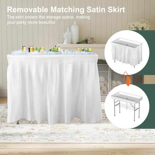 4 Foot Ice Cooler Table, Outdoor Cooler Table with Removable Matching Skirt and Shelf, Folding Ice Tables for Party, BBQ, Camping, Picnic, Fishing Cleaning Tables - style: Fish cleaning ice table